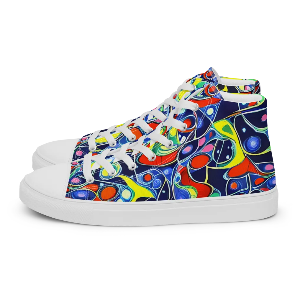 Chromatic Cells on Women's High Top Canvas Shoes — Left