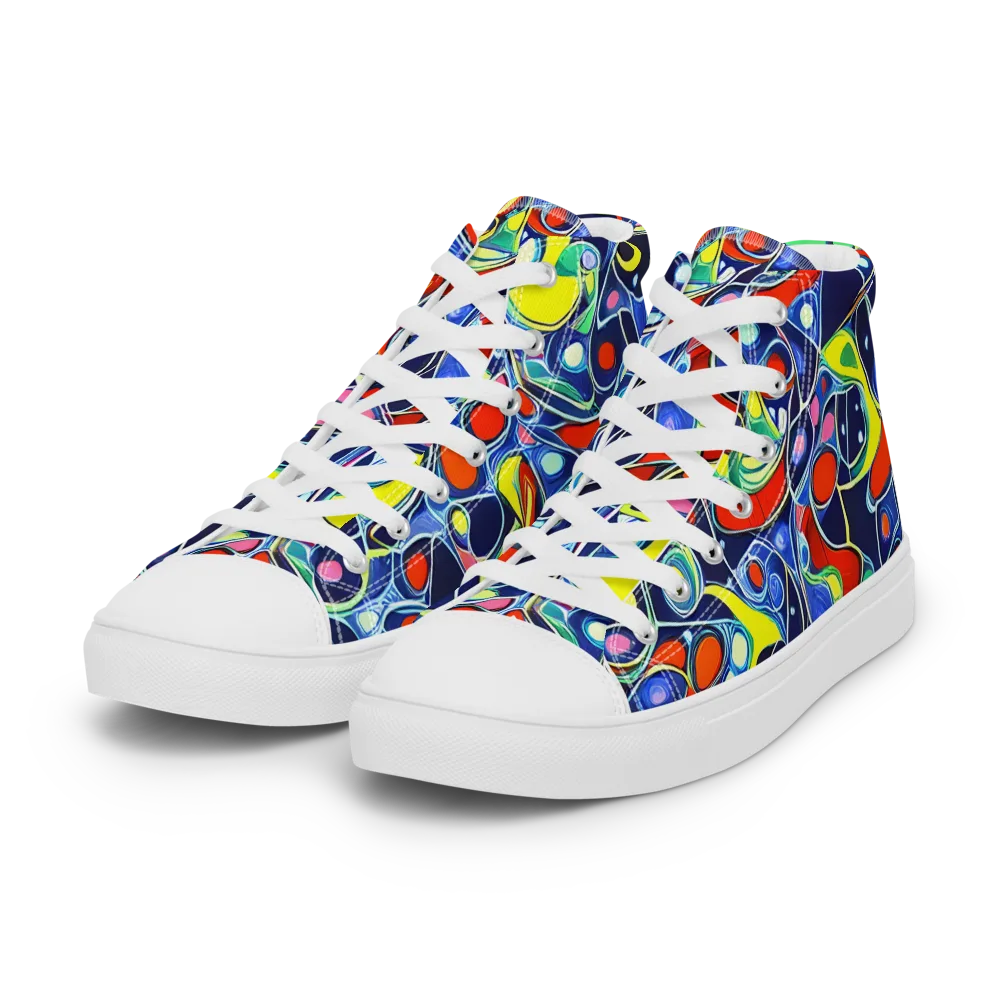 Chromatic Cells on Women's High Top Canvas Shoes — Left Front