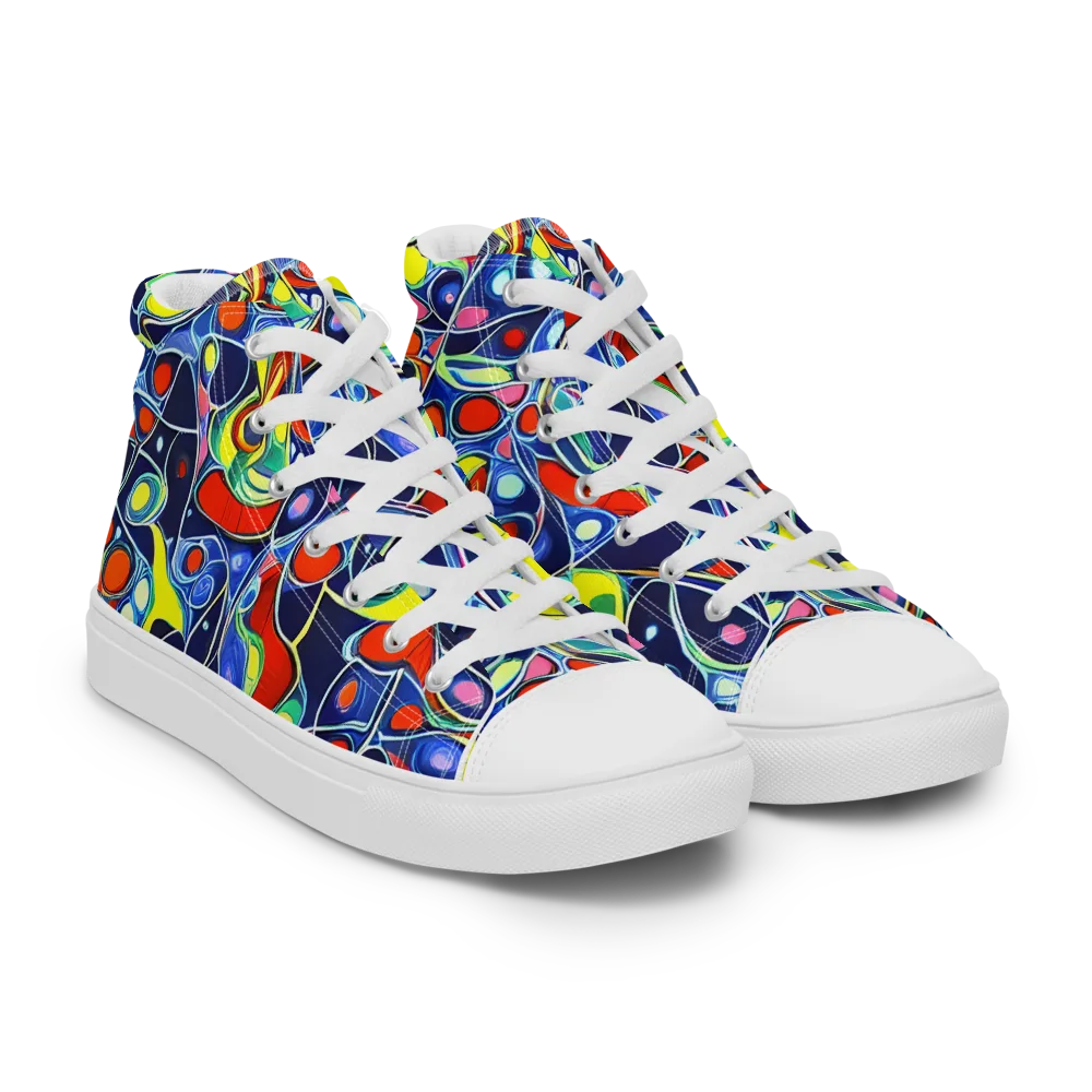 Chromatic Cells on Women's High Top Canvas Shoes — Right Front