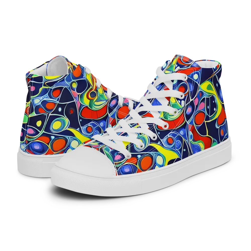 Chromatic Cells on Women's High Top Canvas Shoes — Left