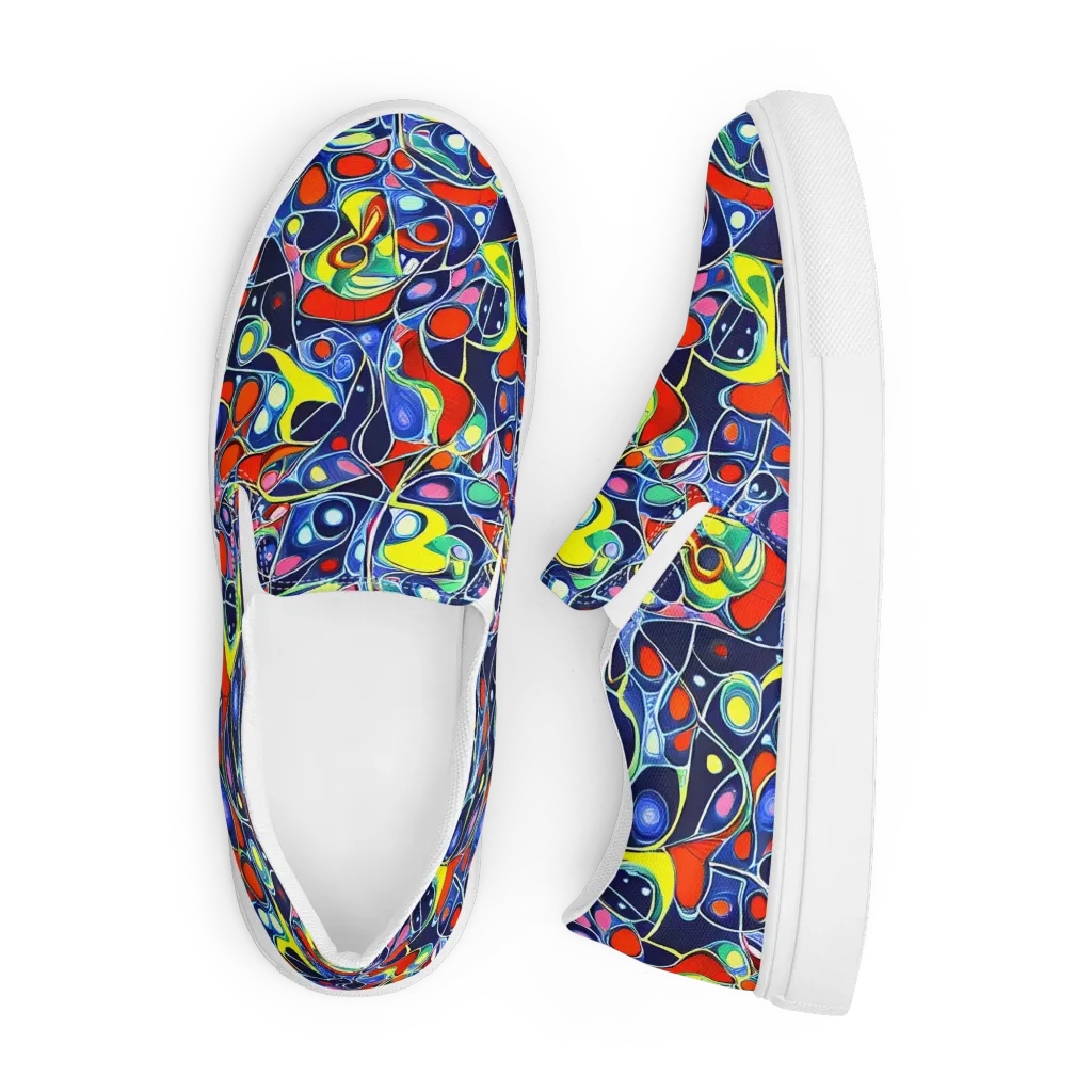 Chromatic Cells on Men's Slip-On Canvas Shoes — Front