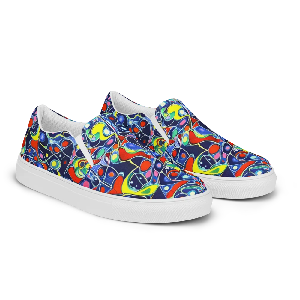 Chromatic Cells on Women's Slip-On Canvas Shoes — Right Front