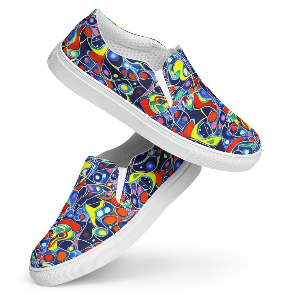 Chromatic Cells on Women's Slip-On Canvas Shoes — Front