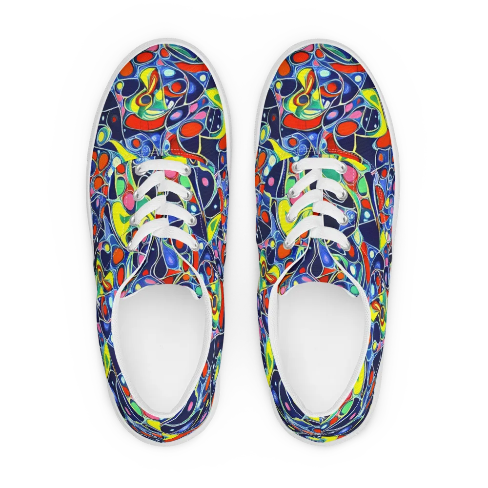 Chromatic Cells on Men's Lace-Up Canvas Shoes — Front