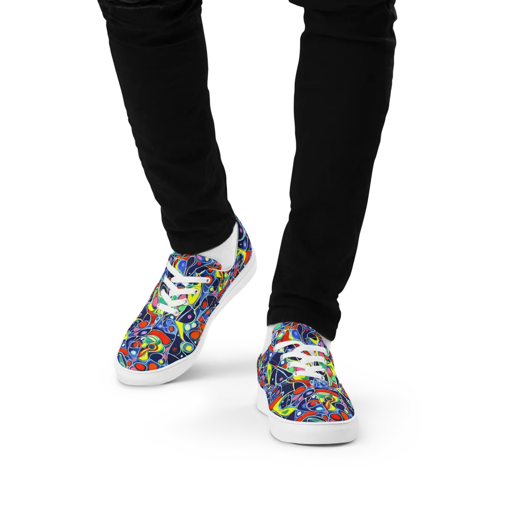 Chromatic Cells on Men's Lace-Up Canvas Shoes — Front
