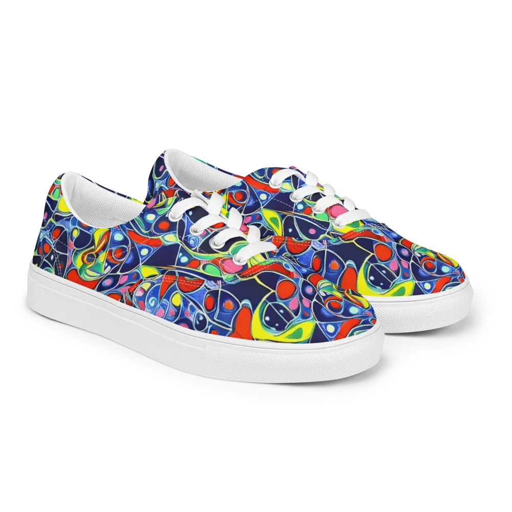Chromatic Cells on Men's Lace-Up Canvas Shoes — Right Front