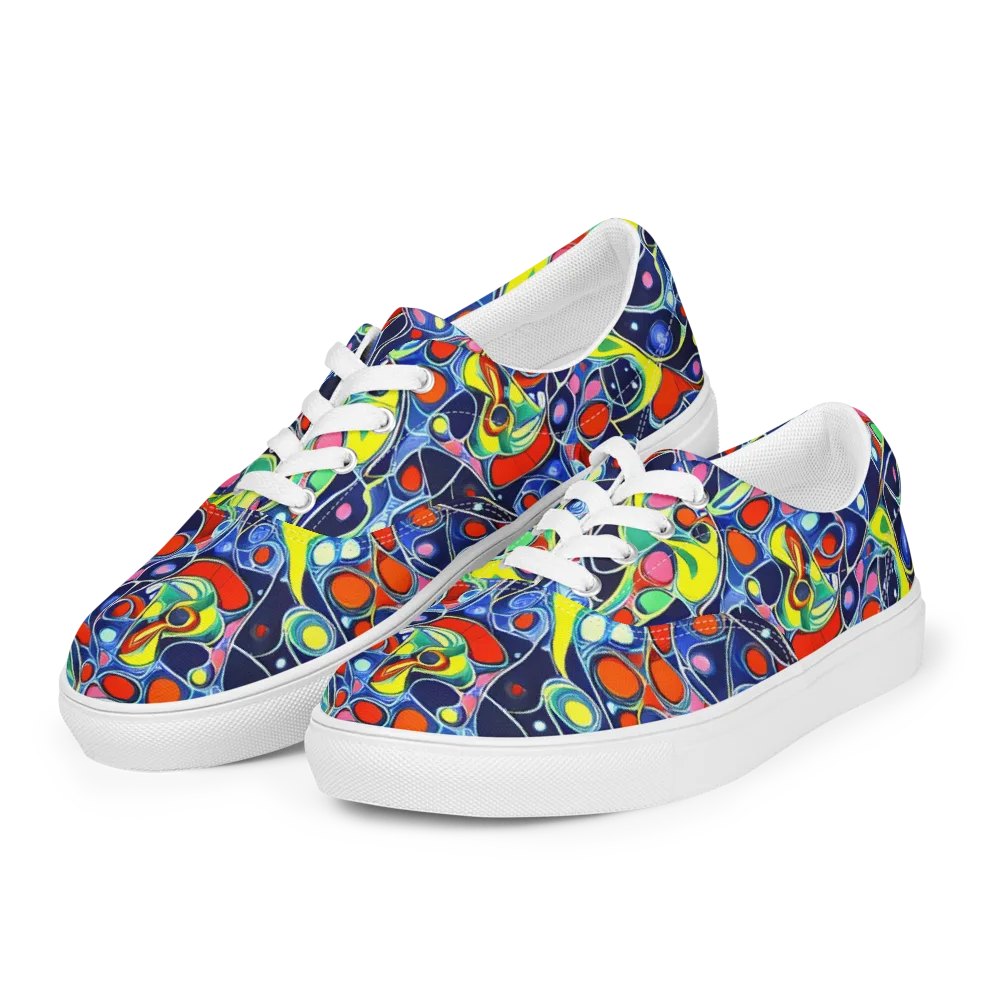 Chromatic Cells on Men's Lace-Up Canvas Shoes — Left Front