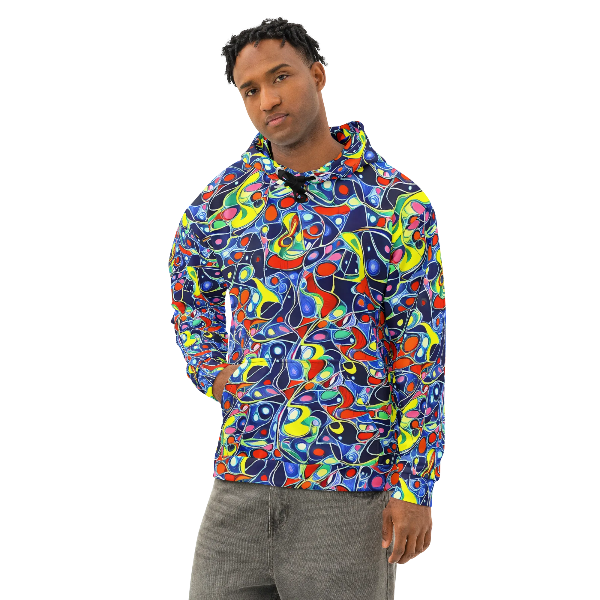 Chromatic Cells on Cotton Hoodie — Left Front