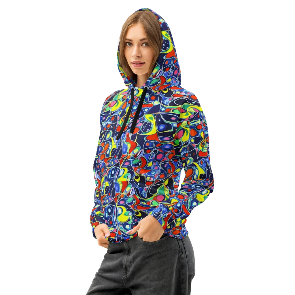 Chromatic Cells on Cotton Hoodie — Left Front