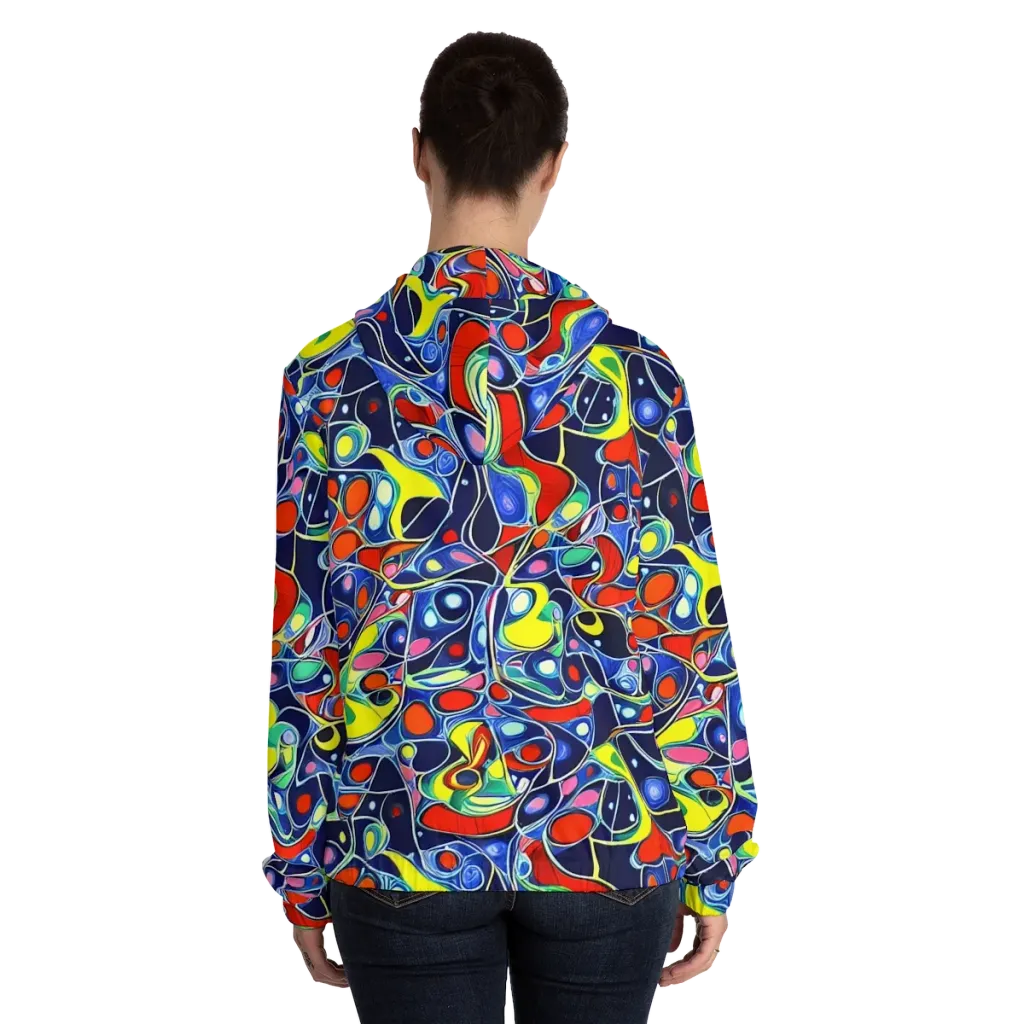 Chromatic Cells on Women's Full-Zip Hoodie — Back On Person