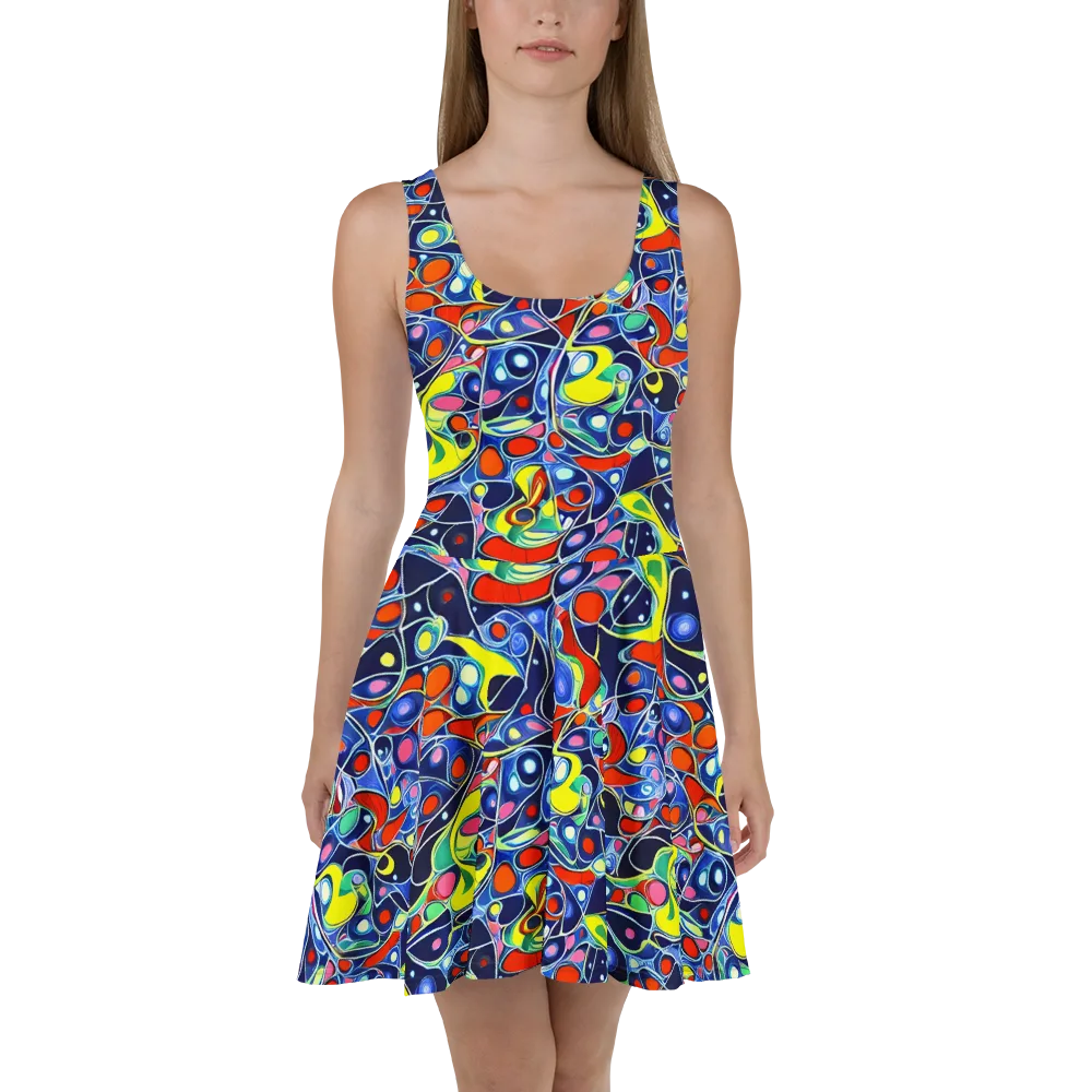Chromatic Cells on Skater Dress — Front