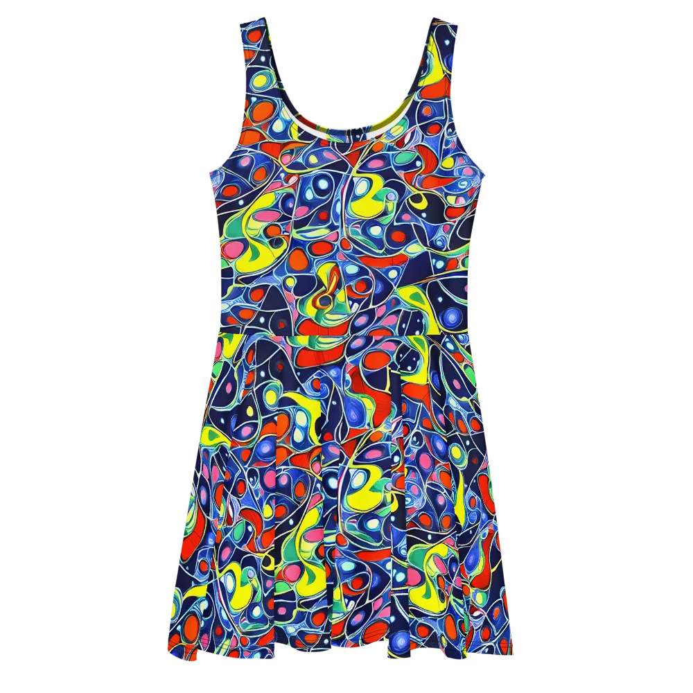 Chromatic Cells on Skater Dress — Front