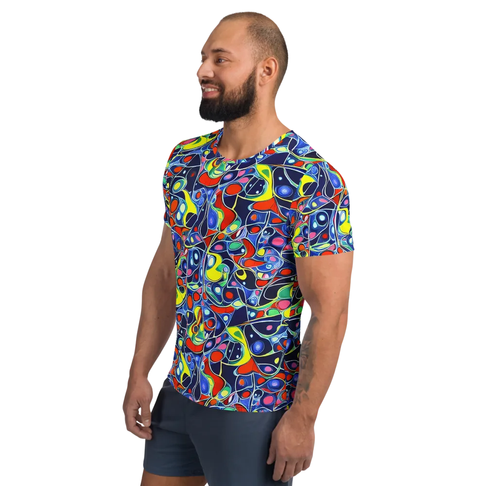 Chromatic Cells on Men's Athletic T-Shirt — Left