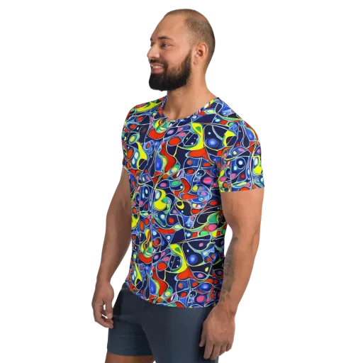 Chromatic Cells on a Men's Athletic T-Shirt