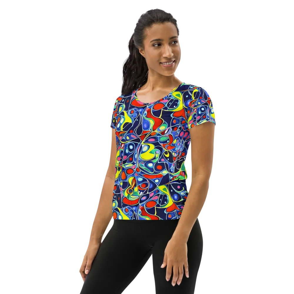 Chromatic Cells on Women's Athletic T-Shirt — Left