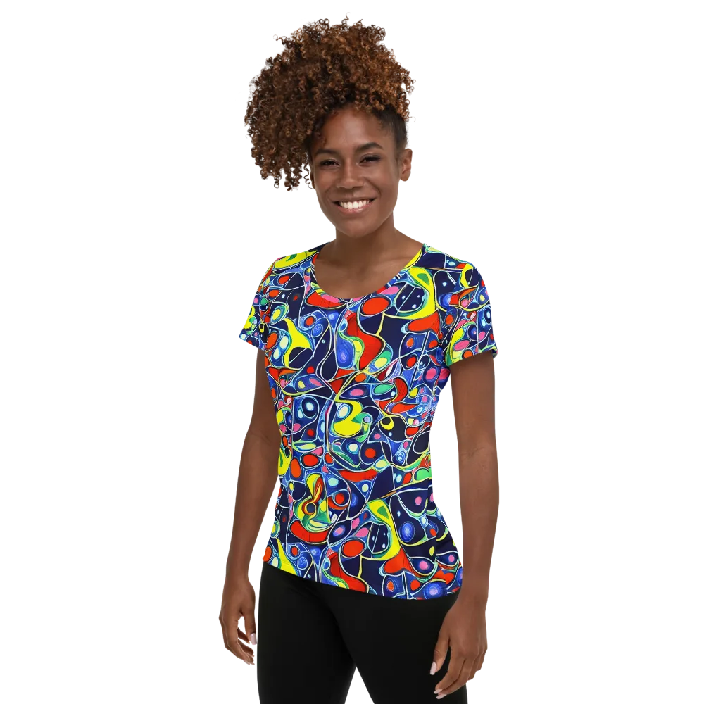 Chromatic Cells on Women's Athletic T-Shirt — Left