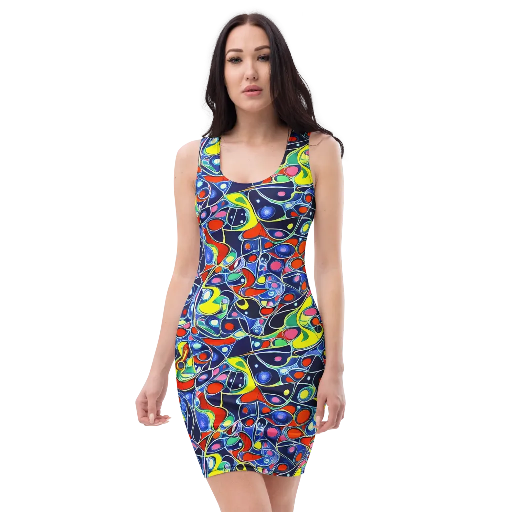 Chromatic Cells on Bodycon Dress — Front