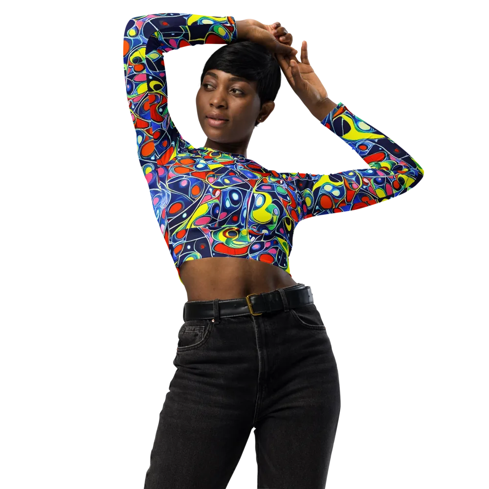 Chromatic Cells on Long Sleeve Crop Top — Front