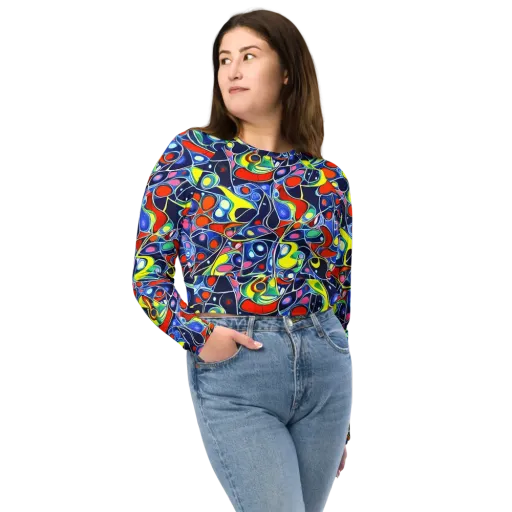 Chromatic Cells on a Long Sleeve Crop Top