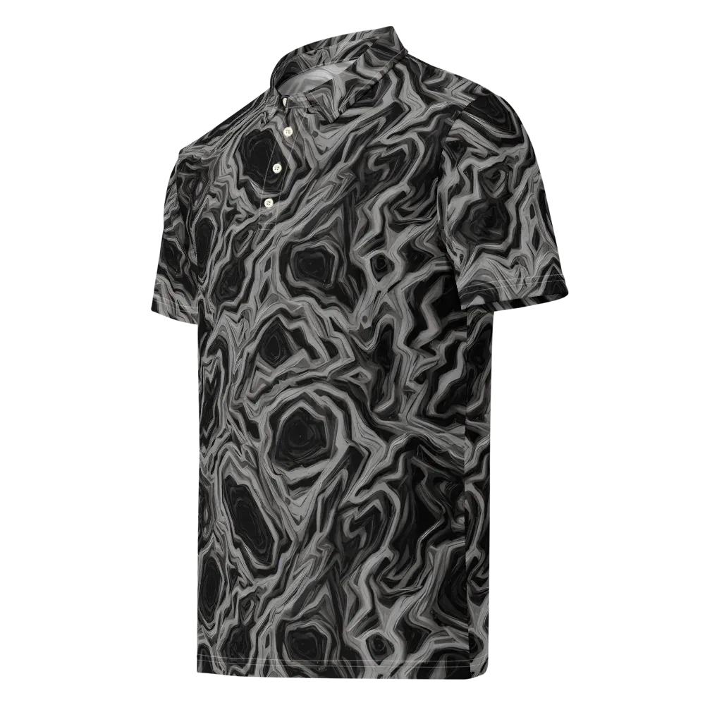 Black Marble Riot on Men's Slim Fit Polo Shirt — Left Front