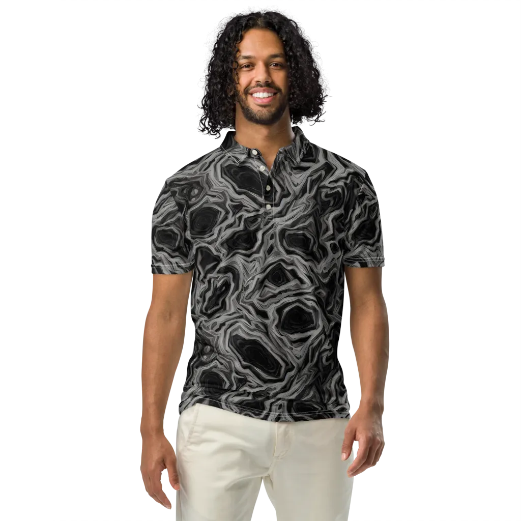Black Marble Riot on Men's Slim Fit Polo Shirt — Front