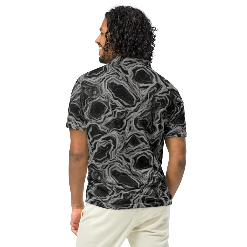 Black Marble Riot on Men's Slim Fit Polo Shirt — Back