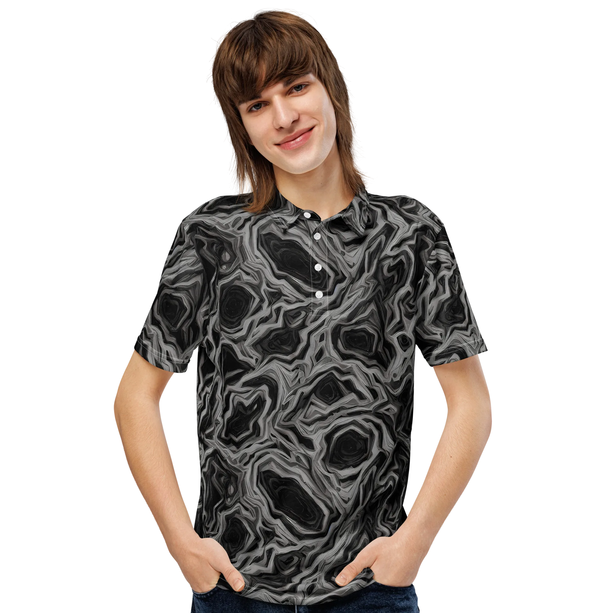 Black Marble Riot on Men's Slim Fit Polo Shirt — Front