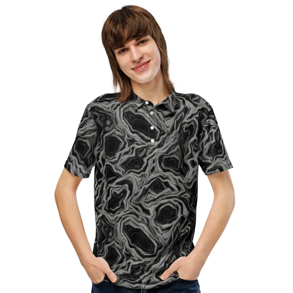 Black Marble Riot on Men's Slim Fit Polo Shirt — Front