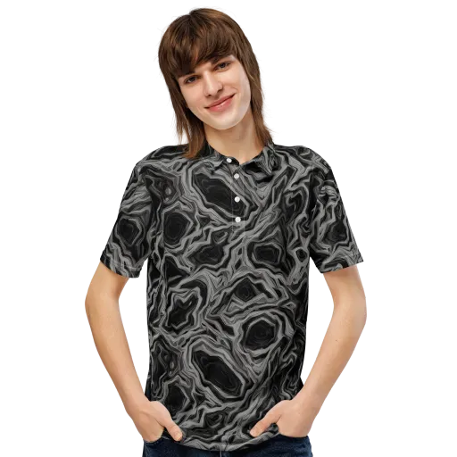 Black Marble Riot on a Men's Slim Fit Polo Shirt