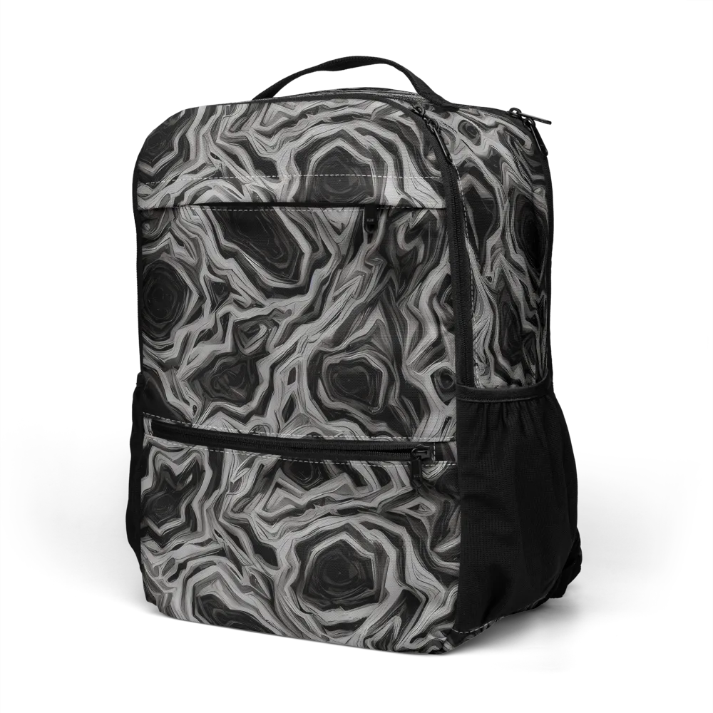 Black Marble Riot on Utility Backpack — Left Front