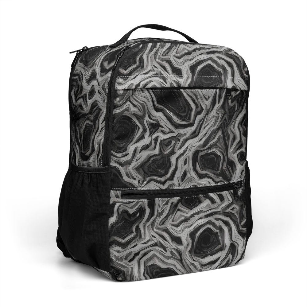 Black Marble Riot on Utility Backpack — Right Front