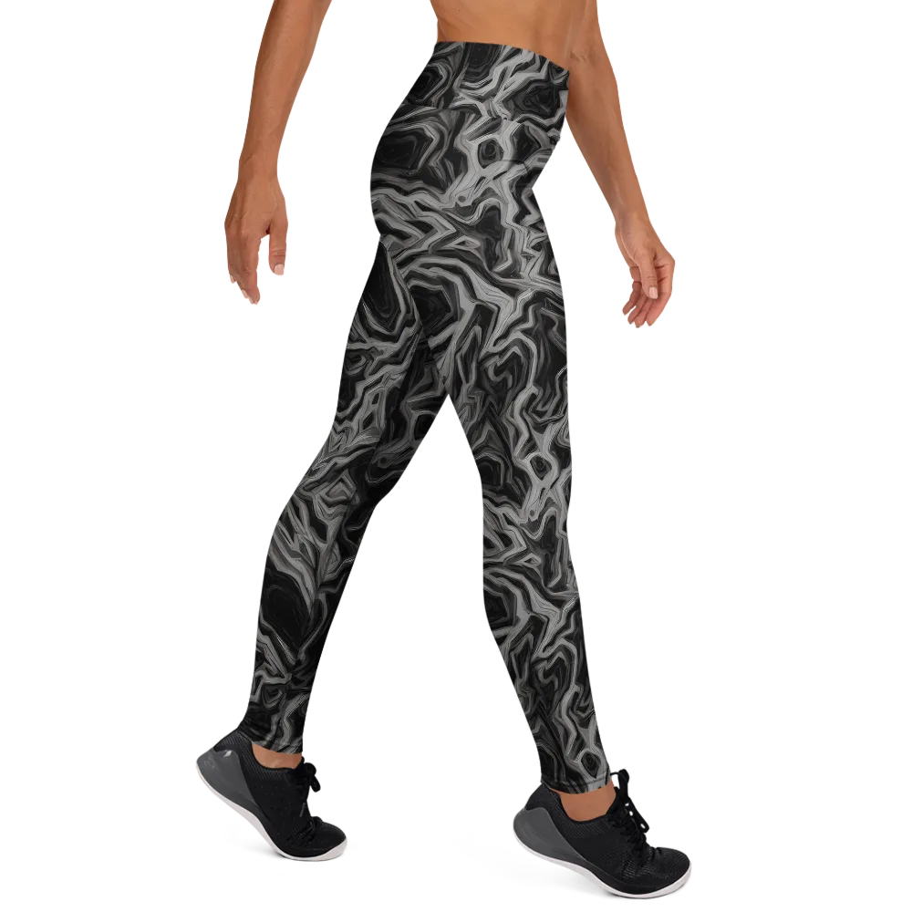 Black Marble Riot on Yoga Leggings — Right