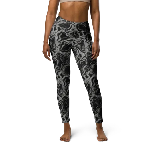 Black Marble Riot on a Yoga Leggings
