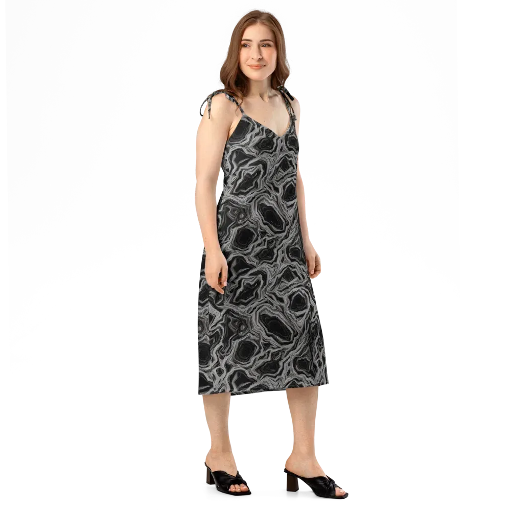 Black Marble Riot on Slip Dress — Right Front