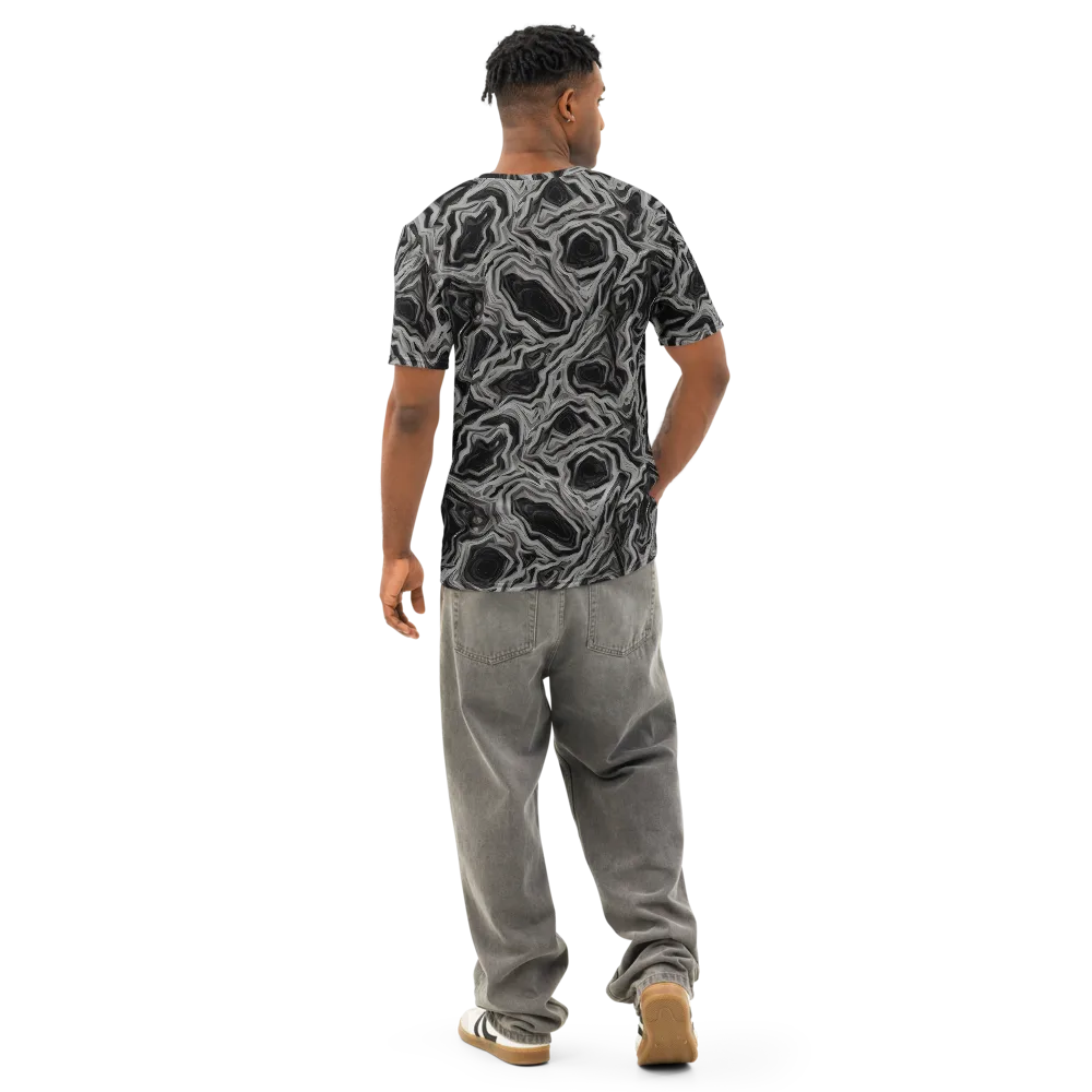 Black Marble Riot on Men's Cotton Crew Neck T-Shirt — Back