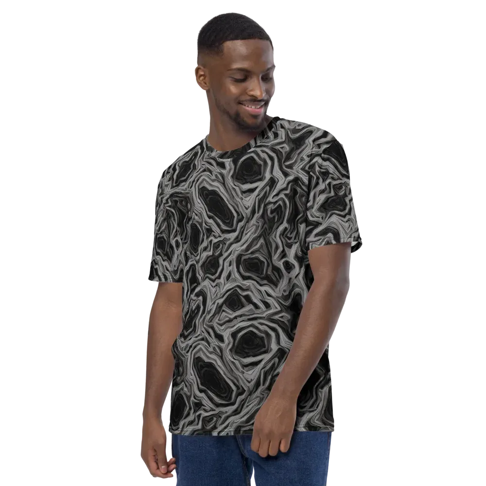 Black Marble Riot on Men's Crew Neck T-Shirt — Left