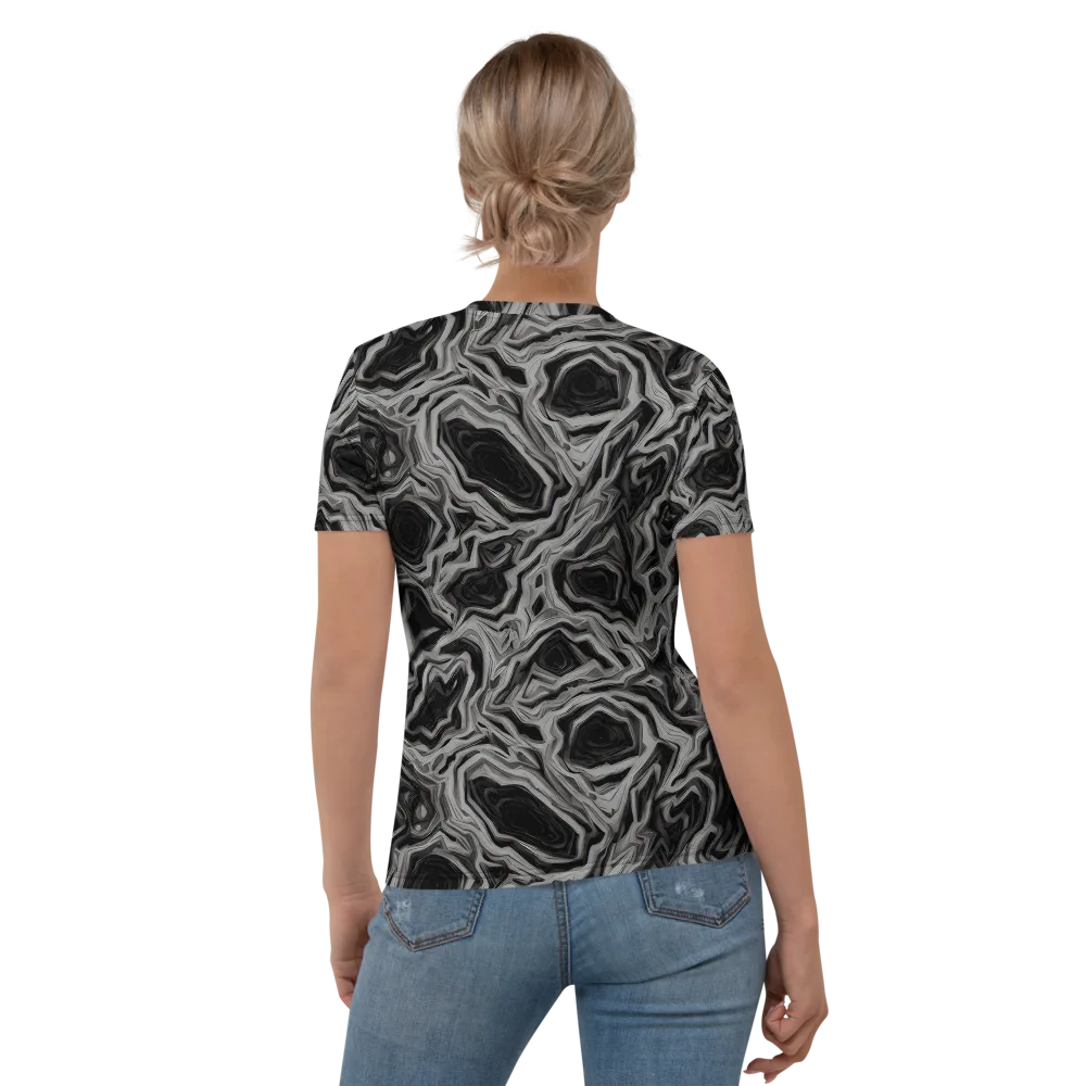 Black Marble Riot on Women's Crew Neck T-Shirt — Back