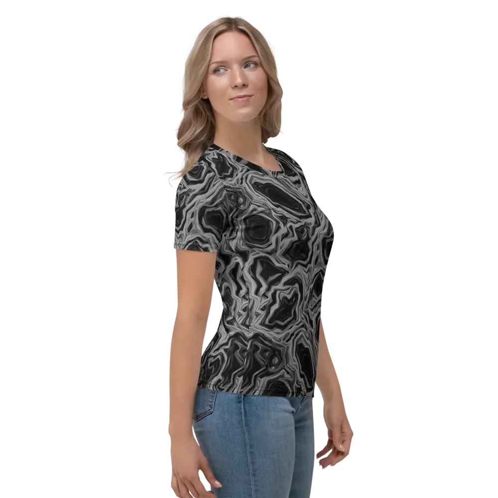 Black Marble Riot on Women's Crew Neck T-Shirt — Right