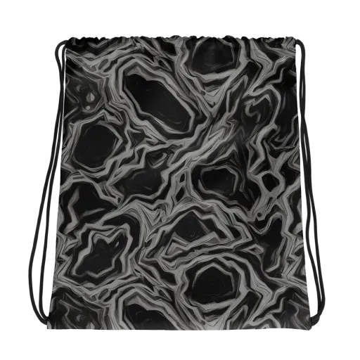 Black Marble Riot on a Drawstring Bag