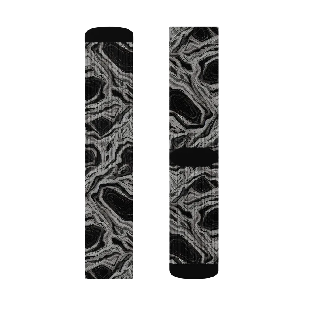 Black Marble Riot on Socks — Left Sock
