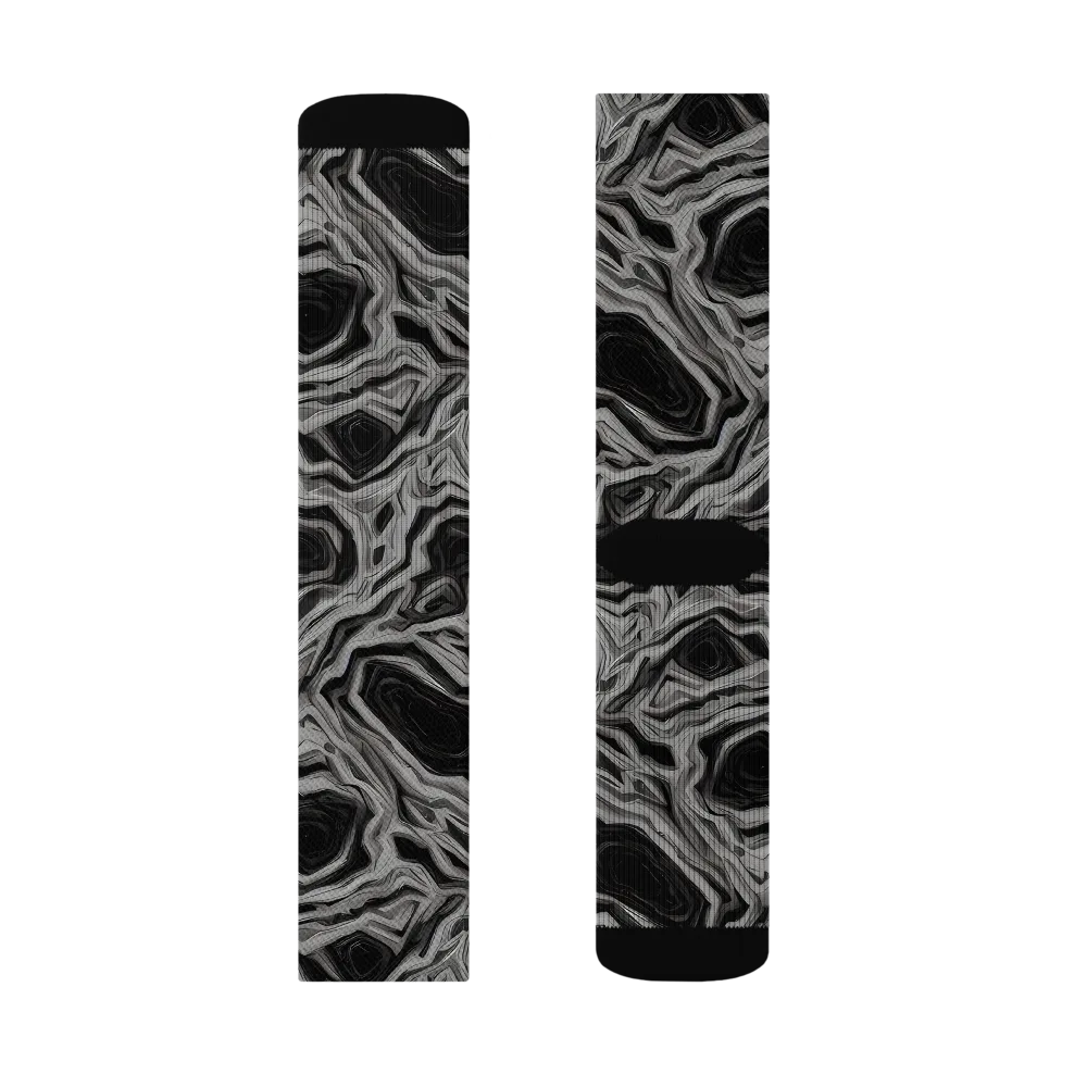 Black Marble Riot on Socks — Right Sock