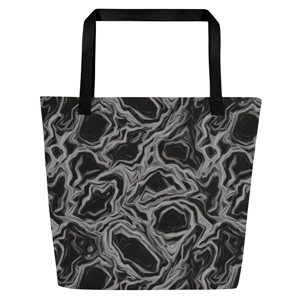 Black Marble Riot on Large Tote Bag W/ Pocket — Front