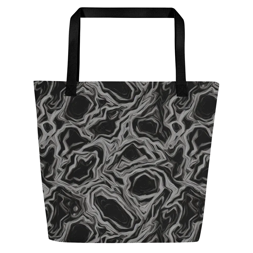 Black Marble Riot on Large Tote Bag W/ Pocket — Front