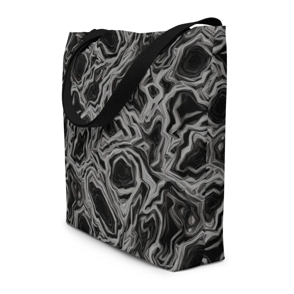 Black Marble Riot on Large Tote Bag W/ Pocket — Front