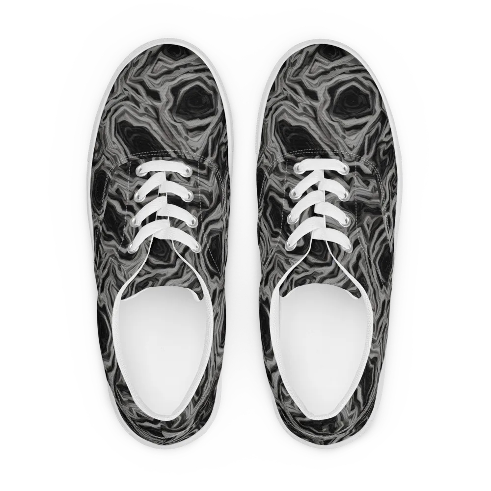 Black Marble Riot on Men's Lace-Up Canvas Shoes — Front