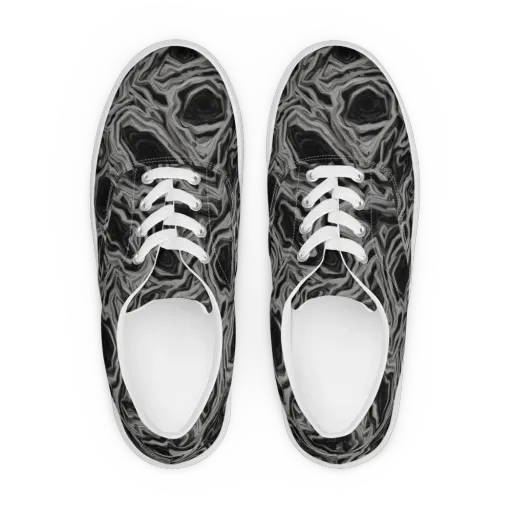 Black Marble Riot on a Men's Lace-Up Canvas Shoes