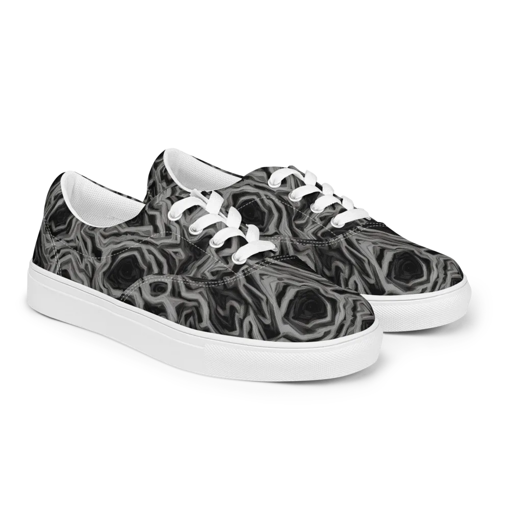 Black Marble Riot on Men's Lace-Up Canvas Shoes — Right Front