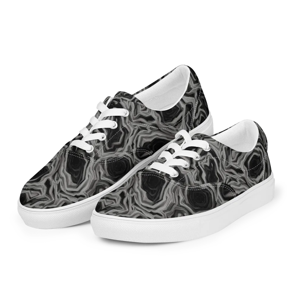 Black Marble Riot on Men's Lace-Up Canvas Shoes — Left Front