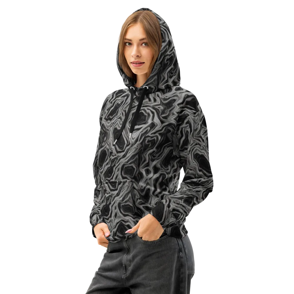 Black Marble Riot on Cotton Hoodie — Left Front
