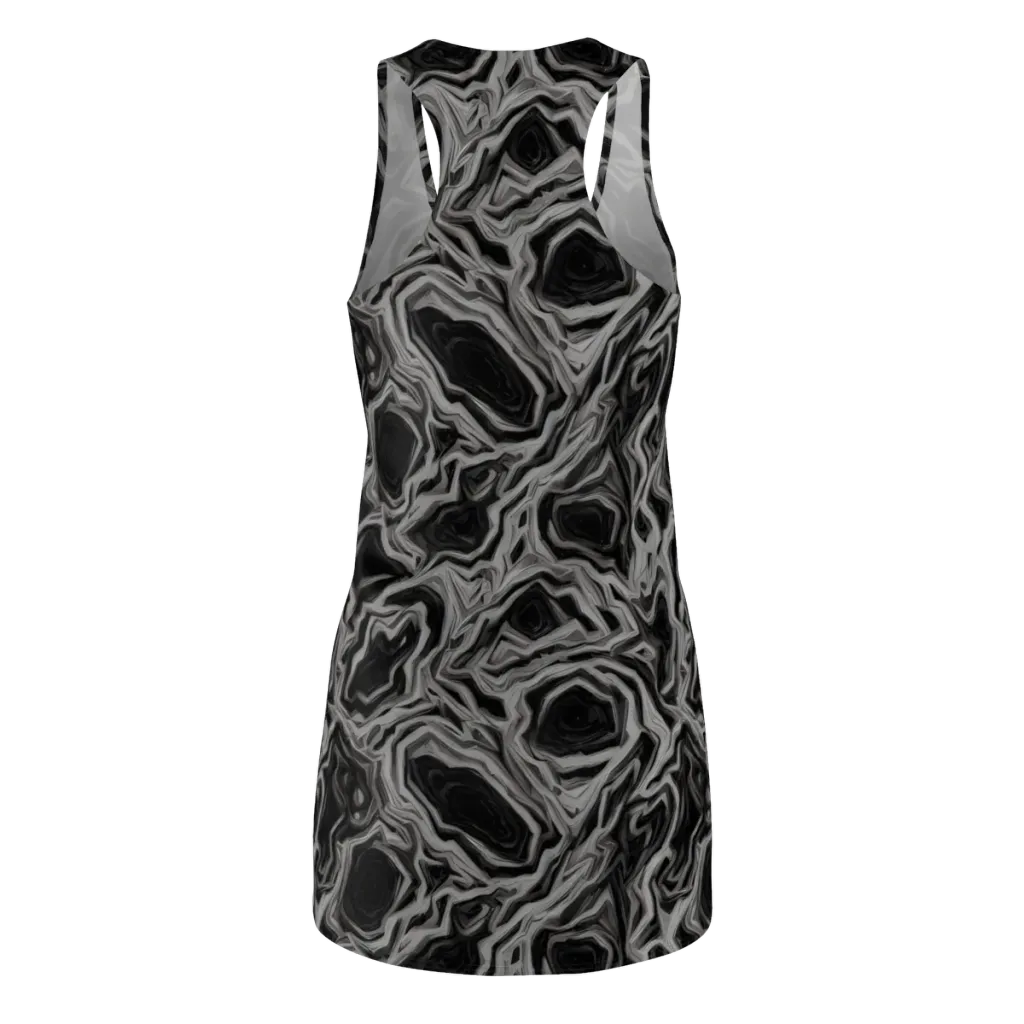 Black Marble Riot on Racerback Dress — Back